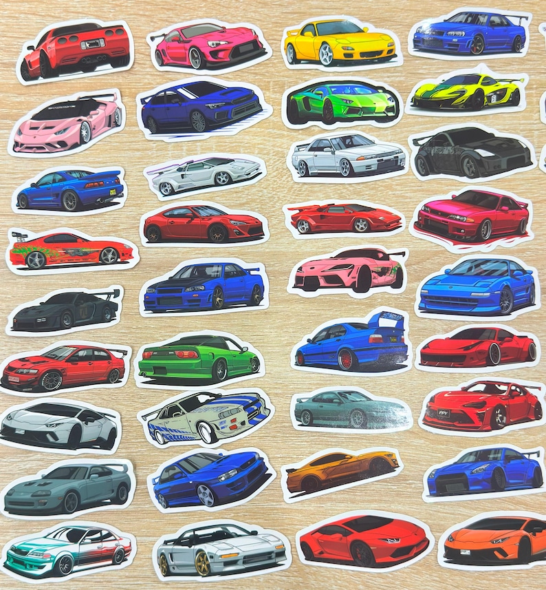 Full Showcase Sticker 60pcs JDM Car Sticker Pack – Drift Car Vinyl Stickers for Laptop, Tool ...