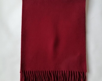 Handmade Lambswool Scarf, Deep Red Winter Scarf, Burgundy Wine Red Scarf
