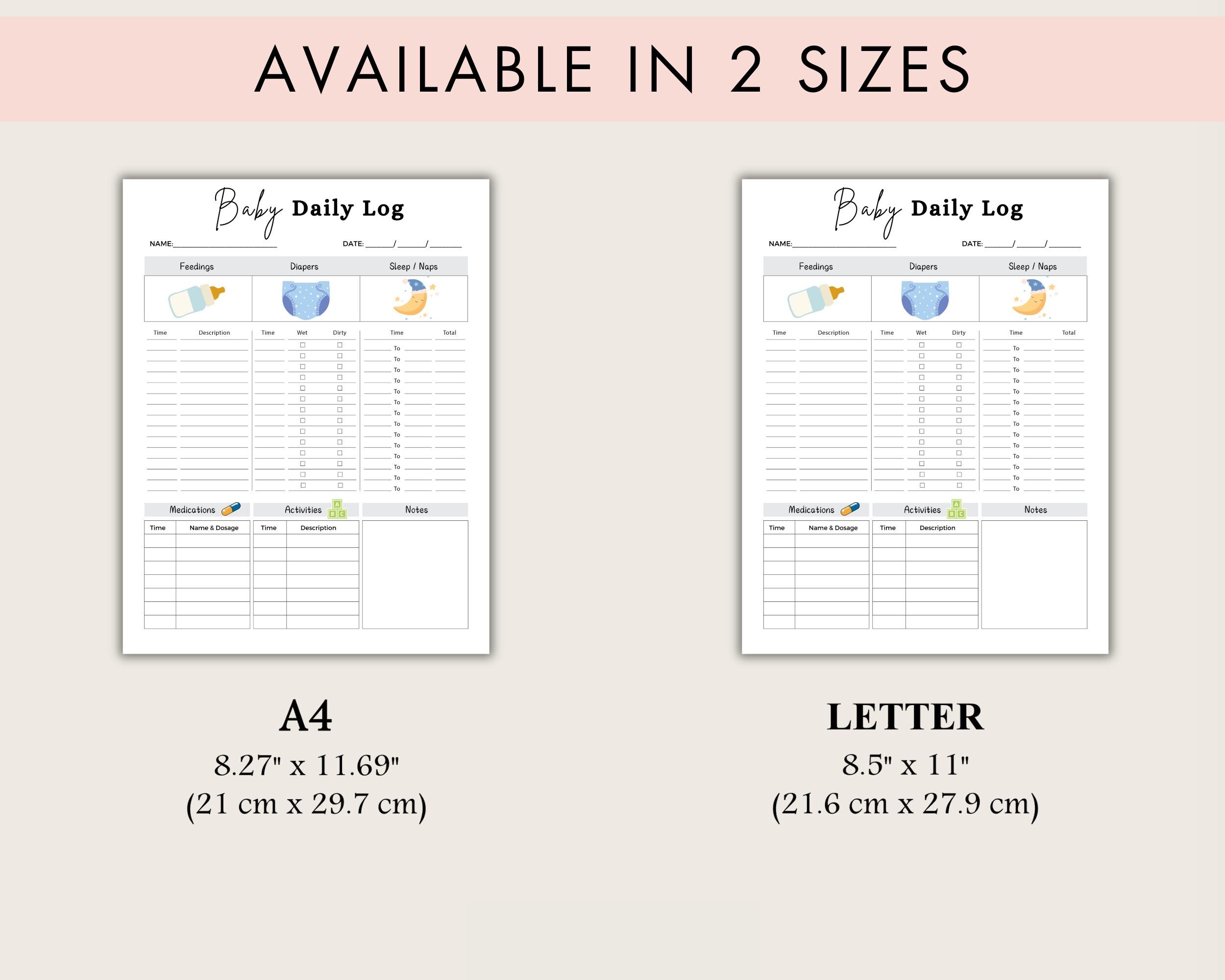 Printable Baby Daily Log PDF | Newborn Feeding & Diaper Tracker ...