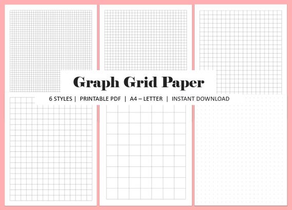 Graph Paper Bundle, Printable Graph Grid Paper, Squared Paper PDF, Math, Drawing, Design, and Engineering Templates