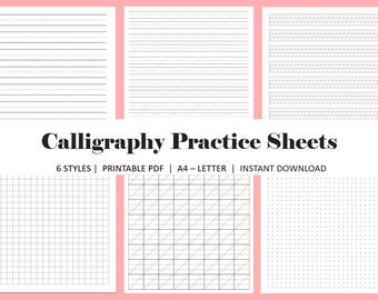 Calligraphy Practice Paper Printable, Lettering Practice Sheets, Hand Lettering Worksheets, Brush Calligraphy Tracing PDF
