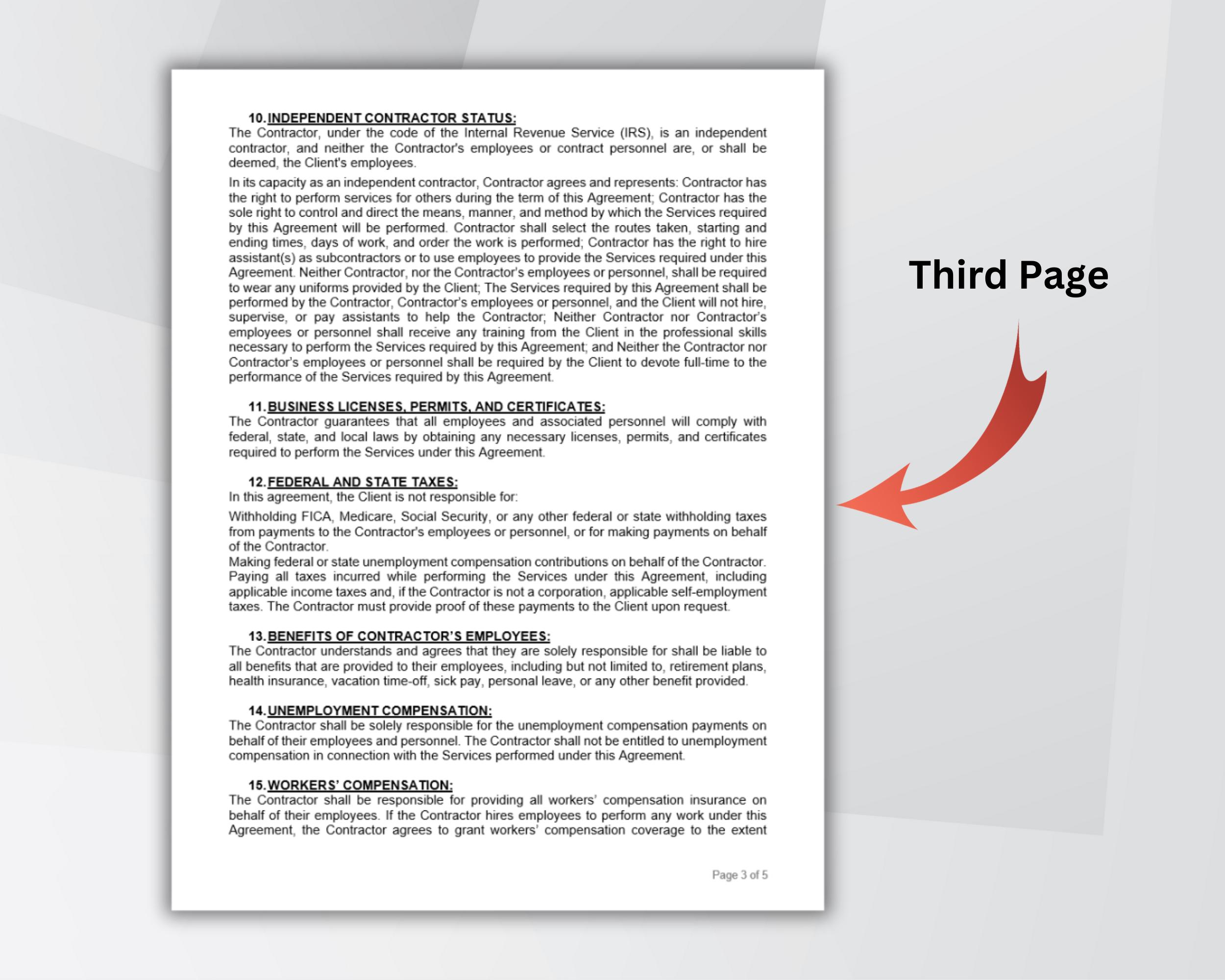 Editable Construction Contract Template, Printable Contractor Agreement ...