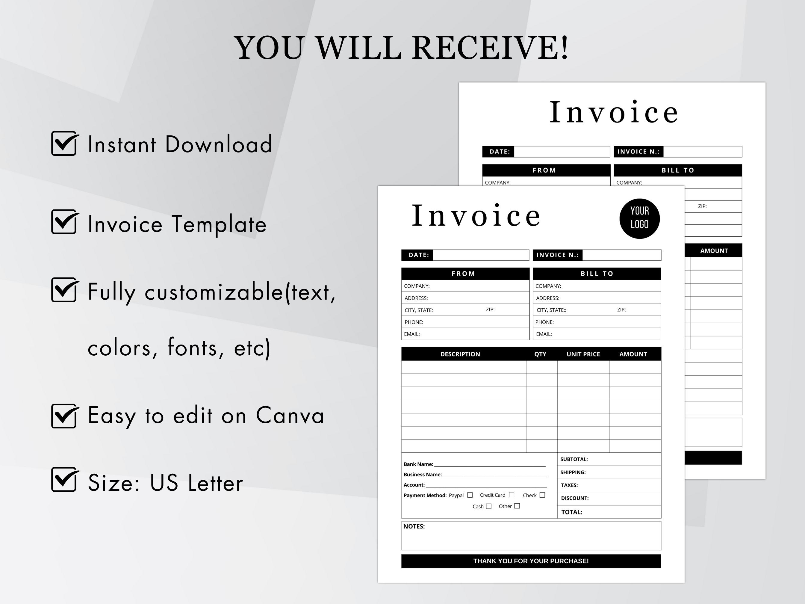 Download Random Invoices Editable Invoice Template Canva, Printable Business Invoice ...