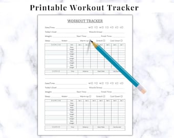 Workout Tracker Printable, Daily Exercise Log, Fitness Journal, Workout Planner, Fitness Planner, A4/Letter Size, PDF, Word Instant Download
