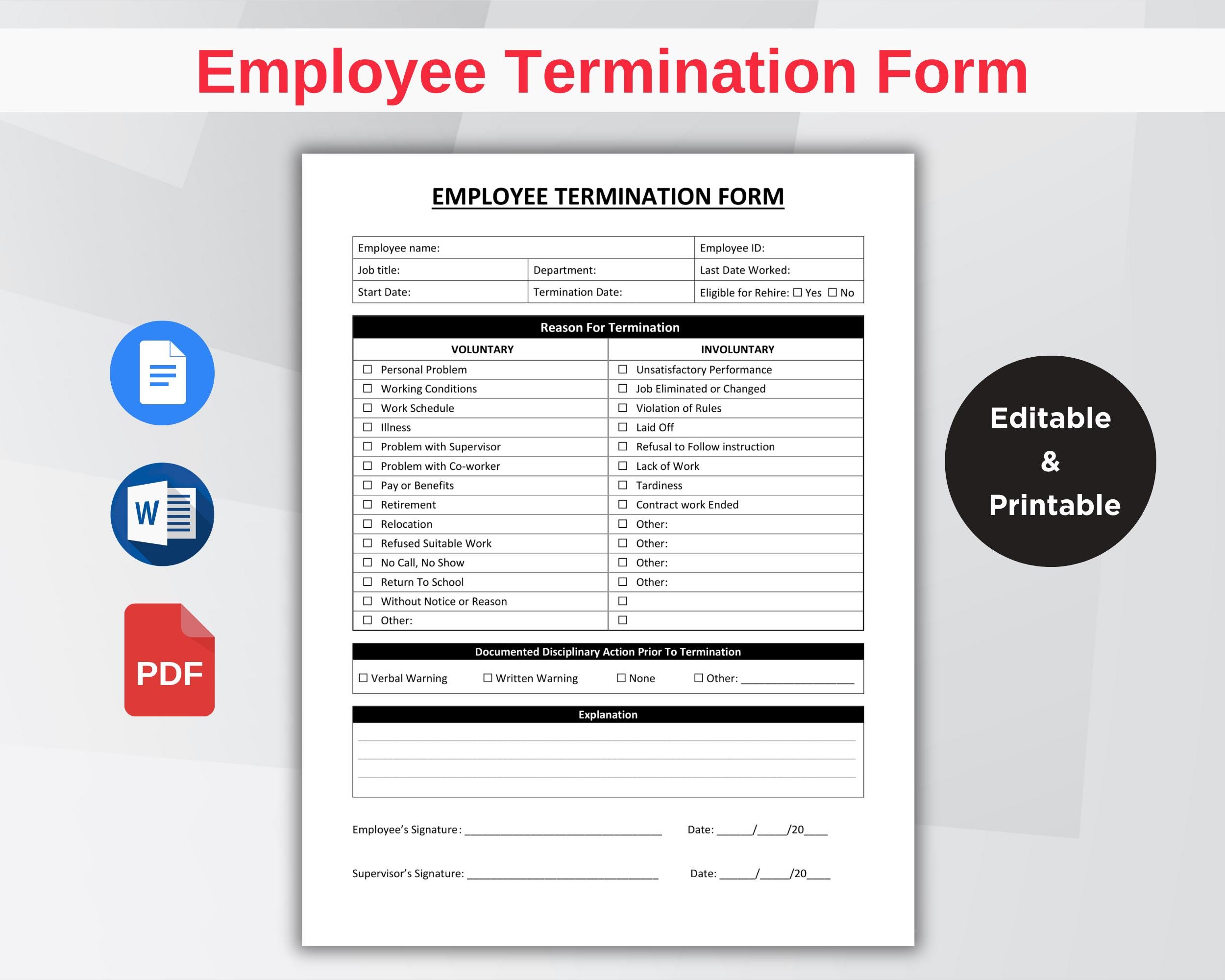 Smart Termination Form.pdf Employee Termination Form Template Editable, Printable HR Offboarding ...