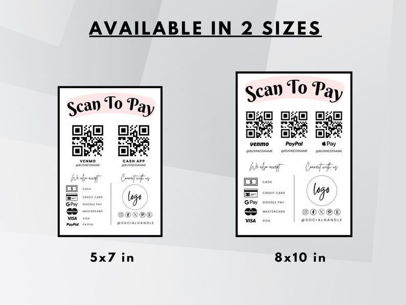 Scan to Pay Sign Template: QR Code Payment (canva Editable, Digital ...