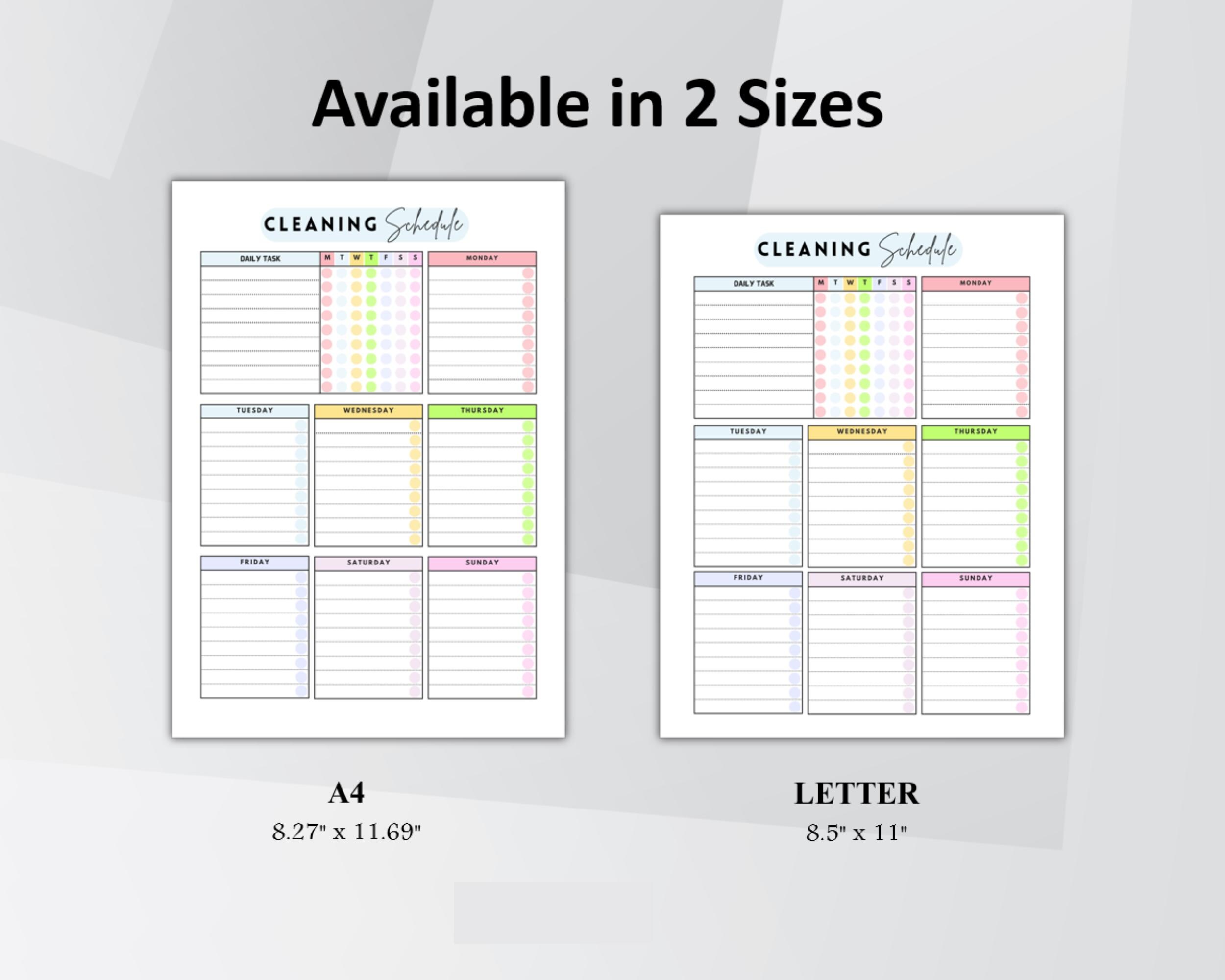 Editable Cleaning Schedule Template | Printable Cleaning Checklist ...