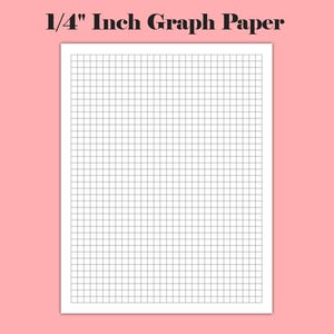 Puede incluir: Una hoja de papel cuadriculado blanco con un patr&oacute;n de cuadr&iacute;cula. El texto "1/4 Inch Graph Paper" se muestra en la parte superior. Las l&iacute;neas de la cuadr&iacute;cula est&aacute;n espaciadas a 0,64 cm. El fondo es de color rosa claro s&oacute;lido.