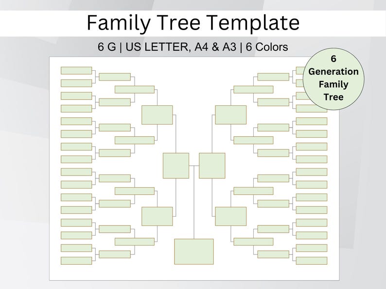 Six Generation Chart.pdf 6 Generations Family Tree Chart, Genealogy Pedigree Template, Printable ...