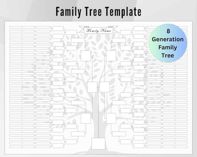 Family Tree Template 4 Generation, Family Tree Chart, Printable for ...
