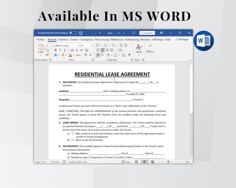 Editable Rental Agreement Template. Printable Lease Agreement ...