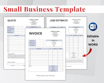 Invoice Template Editable, Job Estimate Template, Quote Template, Business Invoice Form, Printable Job Estimate Form, Editable Quote Form