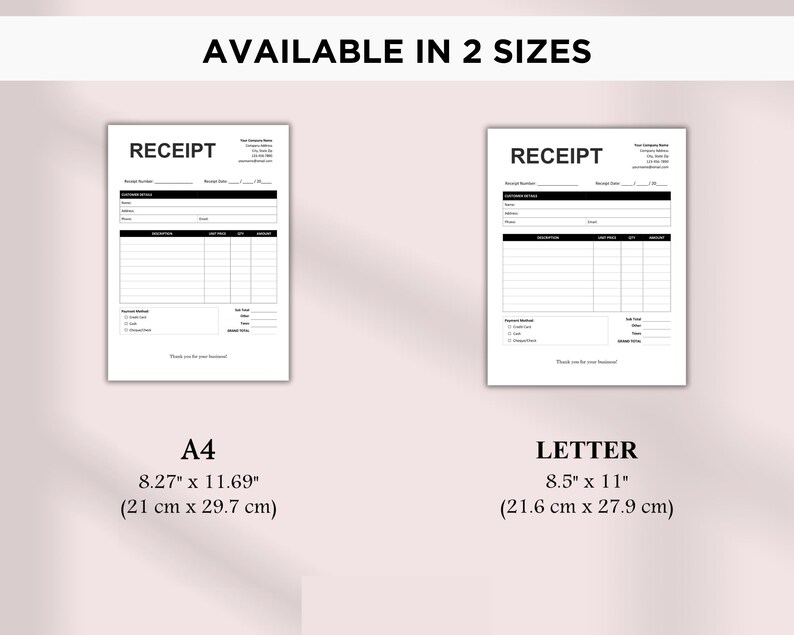 Modèle de reçu imprimable, formulaire de reçu modifiable pour les ...