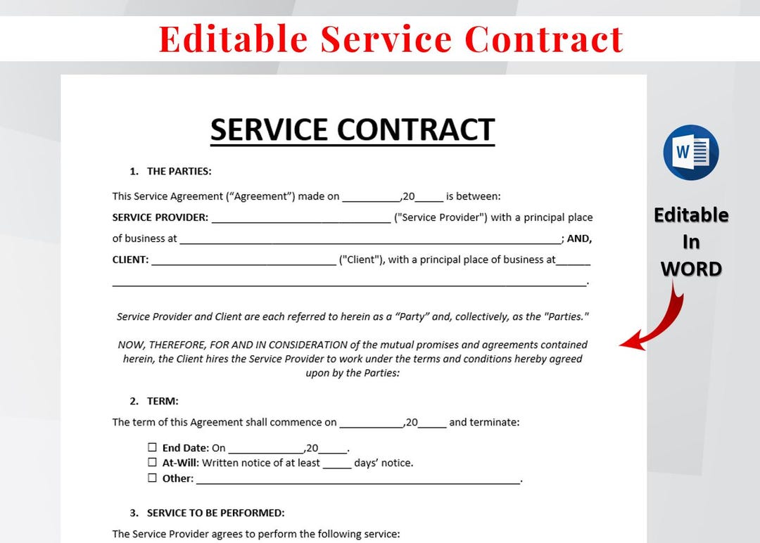 Printable Service Contract Templates. Services Contract Agreement ...