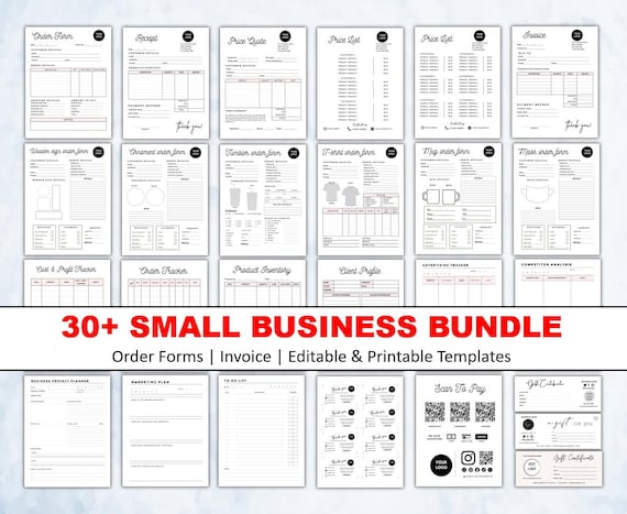 Printable Small Business Form, Editable Order Forms Bundle, Tshirt, Tumbler, Invoice Template, Custom Order Form for Crafters Canva Template