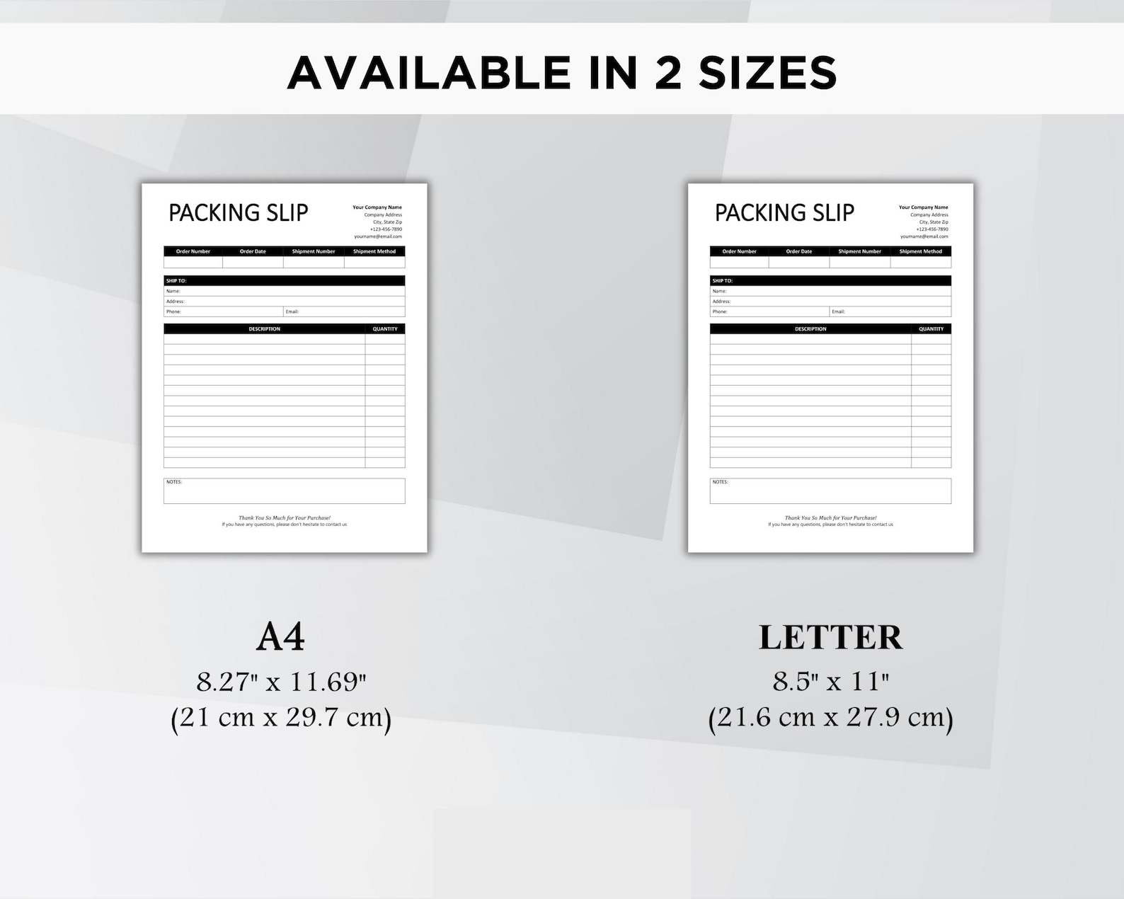 Packing Slip Template Editable, Printable Packing List for Small ...