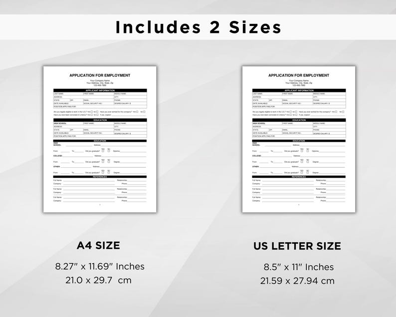 Application for Employment Template Editable, Job Application Printable ...