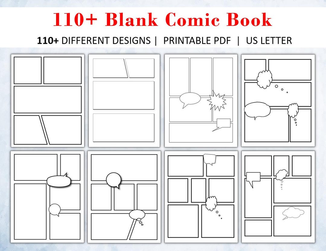 Blank Comic Strip Template Printable, 110 Page Comic Book Layout ...