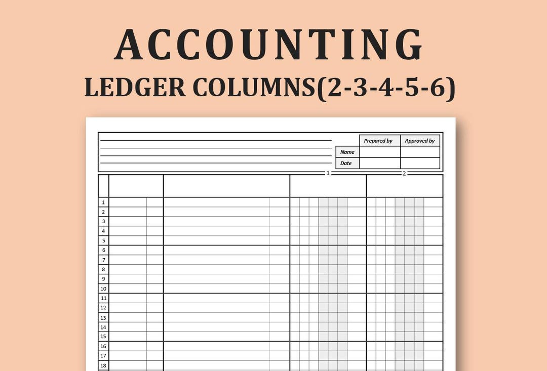 Accounting Ledger. 2-6 Columns Ledger. Columnar Paper. Digital Ledger ...