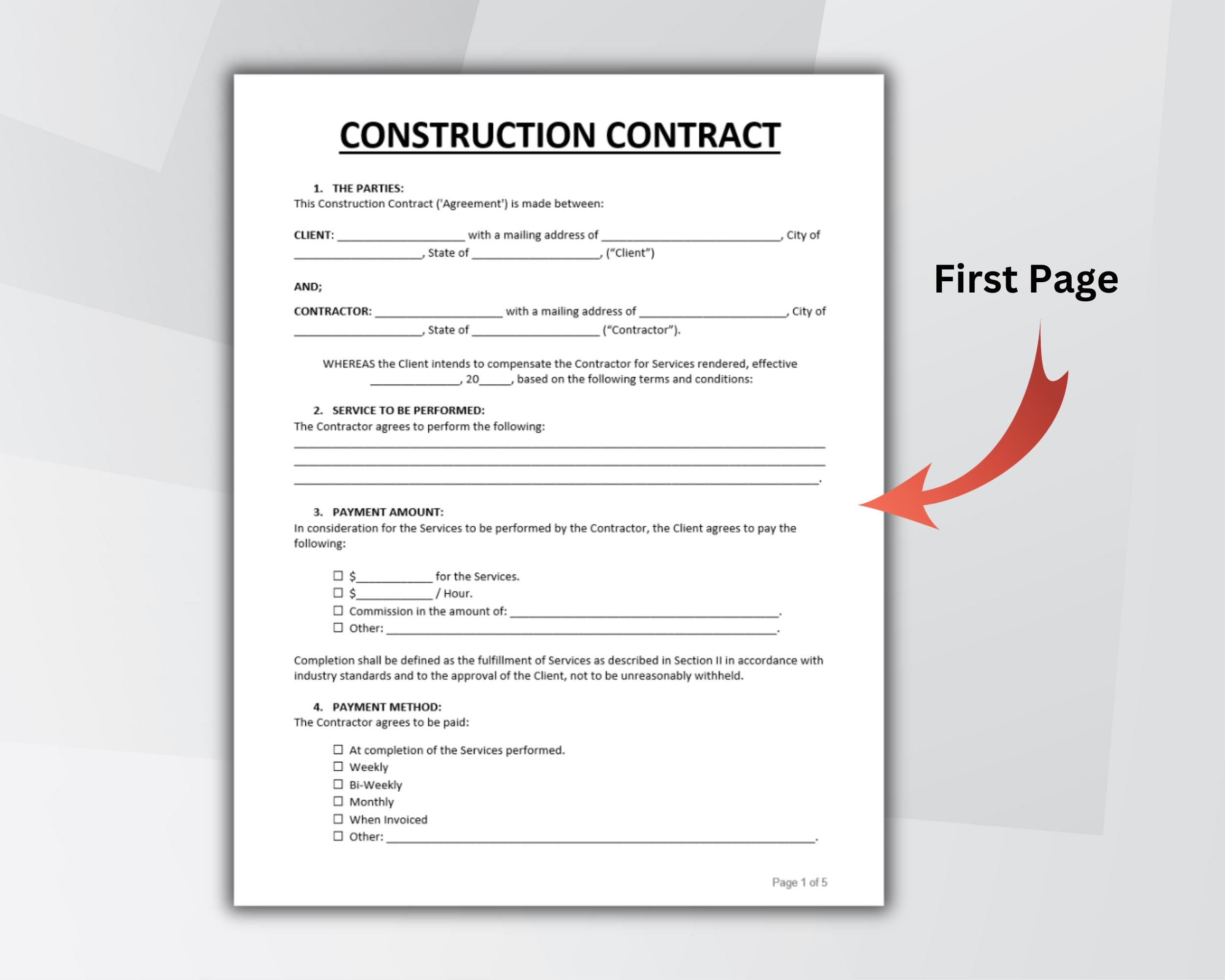 Construction Contract Template | Editable Contractor Agreement ...