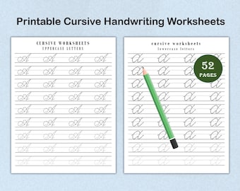 Schreibschrift-Übungsblätter, druckbare Schreibschrift, Alphabet-Übungsblätter, Buchstabenübungen für Kinder, PDF, sofortdownload