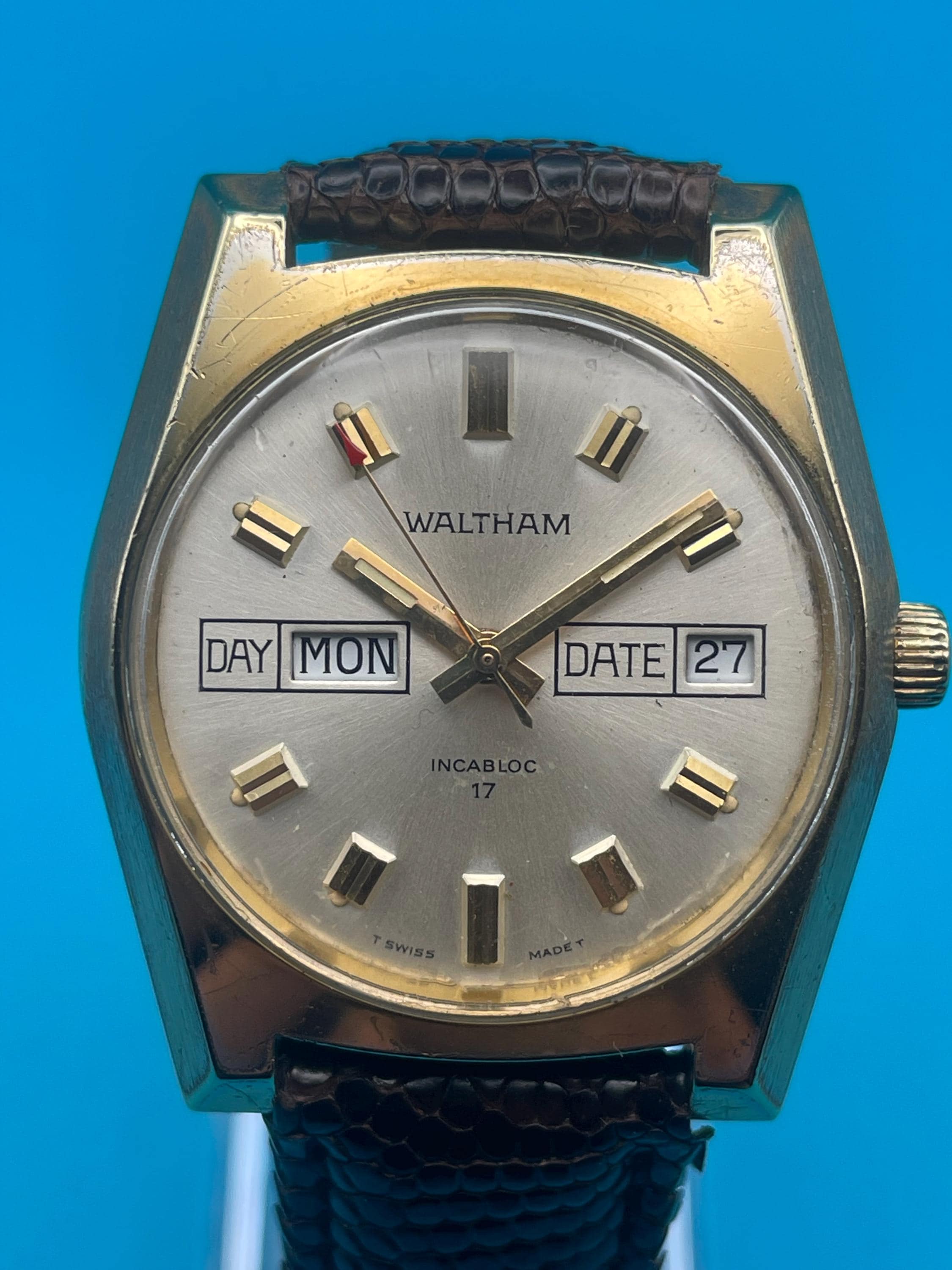 TECHNOS AUTOMATICリストウォッチ】INC ABLOC 24 JEWELS テクノス 