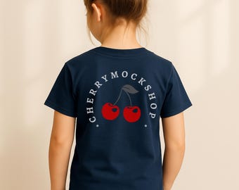 Navy Gildan 5000b T-Shirt Back Mockup: Youth Model Mockup (Digital Download)