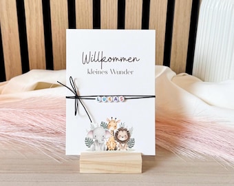 Birth announcement card including envelope, birth gift, personalized birth announcement card, baby gift, baby present, congratulations on the birth