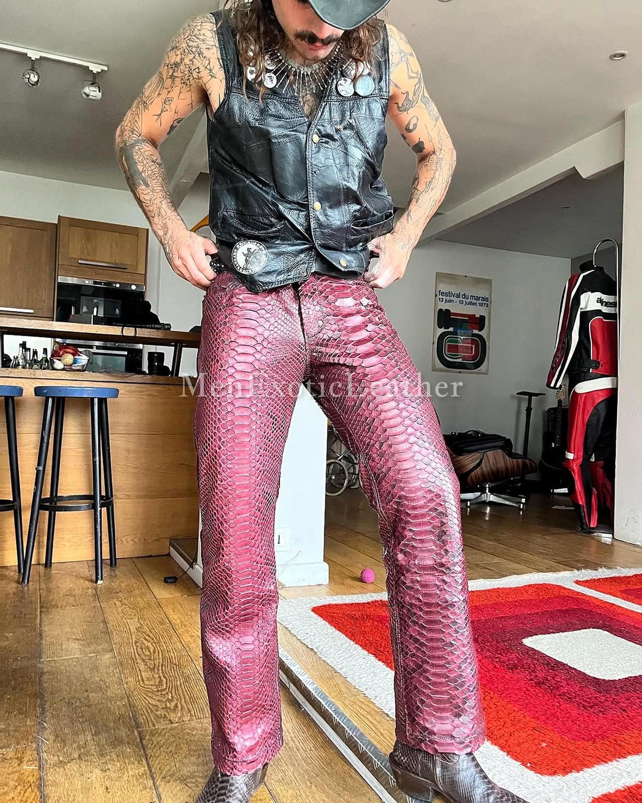 Python Leather Pants - Etsy
