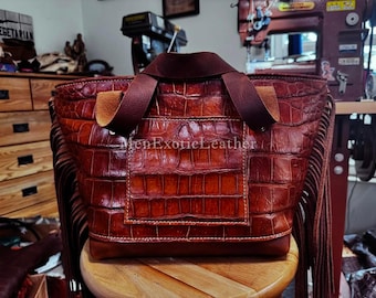 Limited Handcrafted Alligator Top Handle Bag | Exotic Handbag and Purse | Made for you