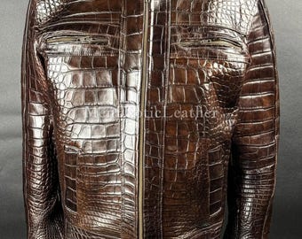 Chaqueta de motociclista de piel de cocodrilo hecha a mano / Ropa de abrigo para motociclistas, exclusiva para ti