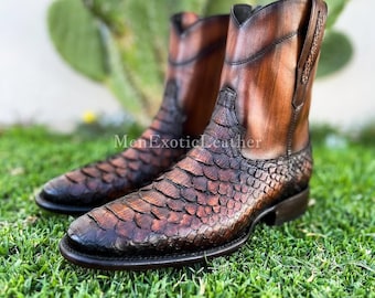 Botas de pitón hechas a mano / Botas formales para hombre, hechas exclusivamente para ti