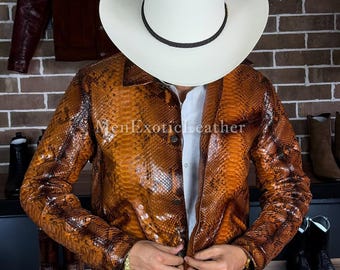 Handcrafted Python Motorcycle Jacket | Men's Biker Outwear Only Made for You