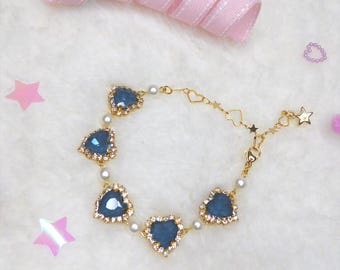 Smokey heart gem bracelet