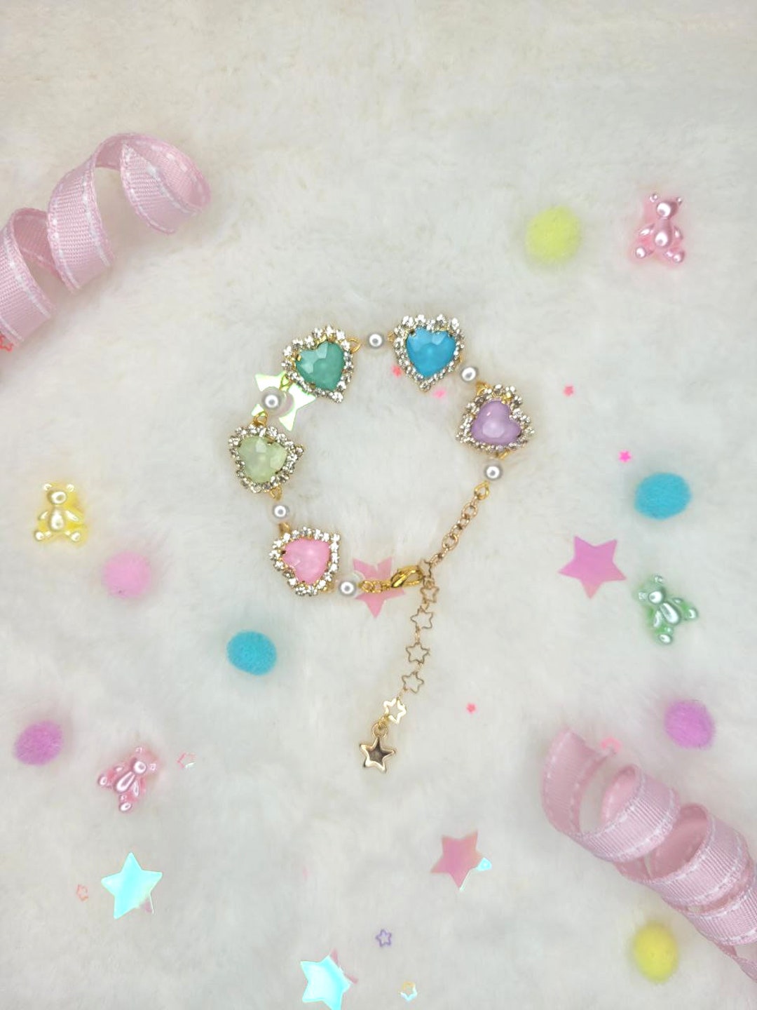 Rainbow Heart Gemstone Bracelet RESTOCK
