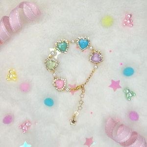 Rainbow Heart Gemstone Bracelet RESTOCK main image 1