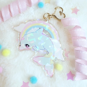 Dolphin &#39;Shimmer&#39; double sided 3in acrylic charm