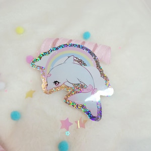Dolphin &#39;Shimmer&#39; Rainbow Glitter Sticker