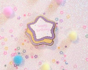 Birthday cake enamel pin