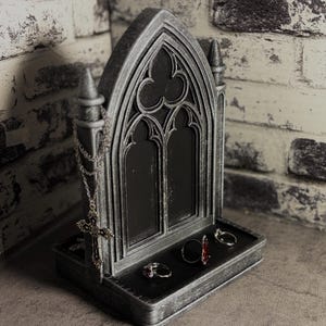 Baroque Jewelry Display Shelf | Ornate Acanthus Leaf Organizer | Matte Black 3D Printed Vanity Decor | Dark Academia Accessory Stand