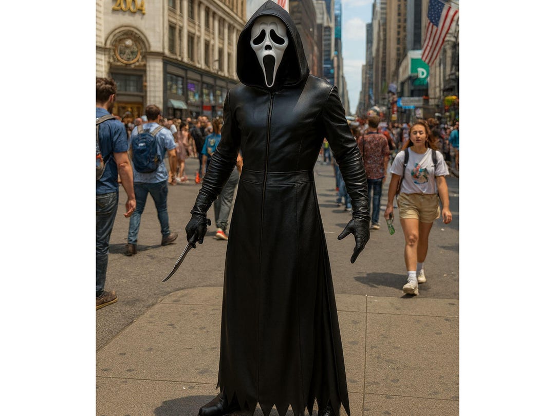 Horror Robe Leather Scream Ghostface Robe Costume | Black Leather Horror Cosplay ...