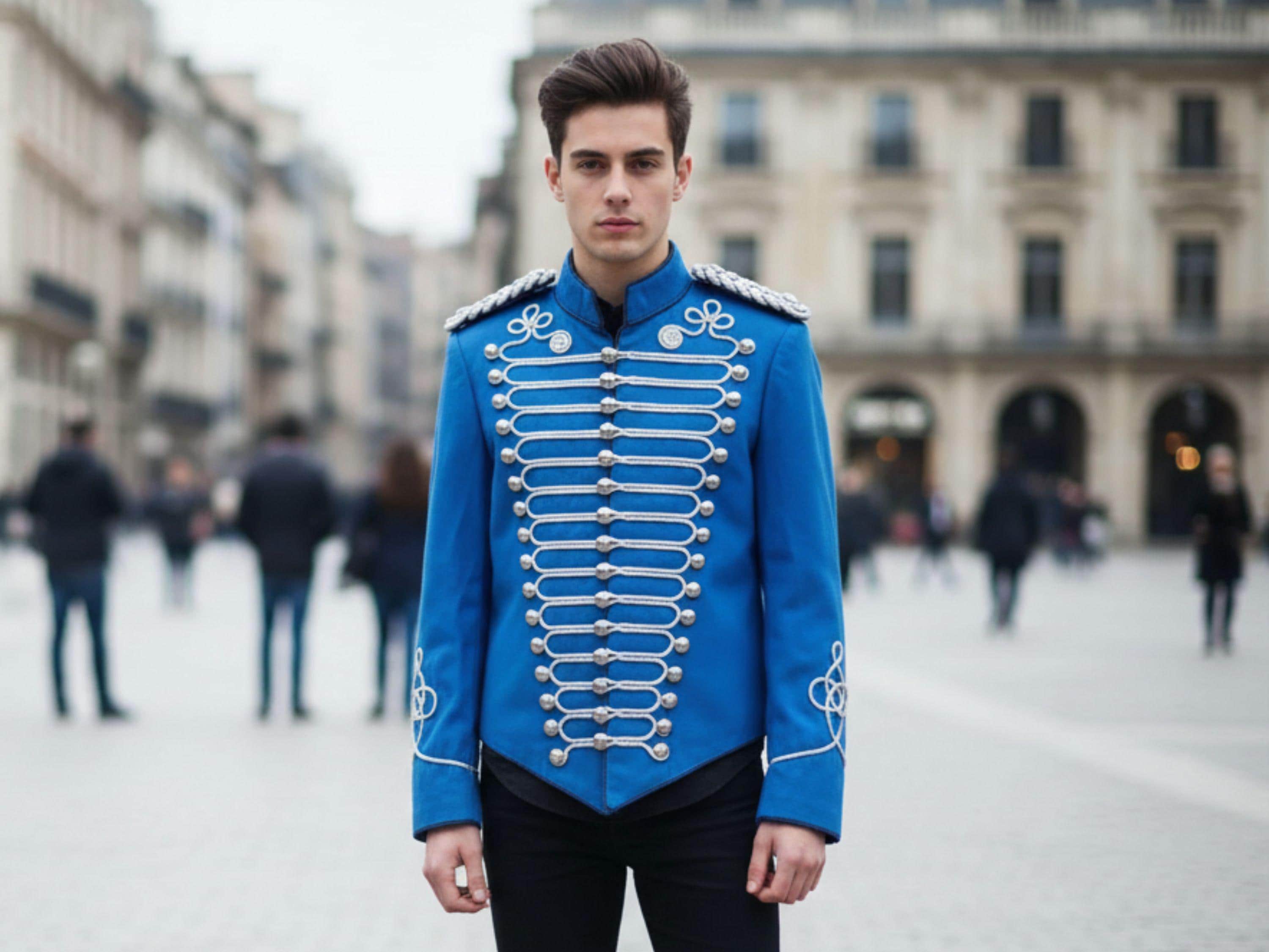 Royal Blue Military Jacket for Men | Vintage Band Uniform Coat 
