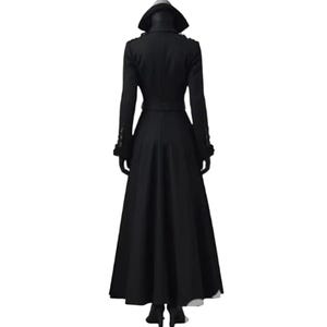 Elegante abrigo largo de lana negra / Gabardina gótica victoriana / Abrigo de lana de invierno para mujer / Chaqueta vintage de cuello alto imagen 9