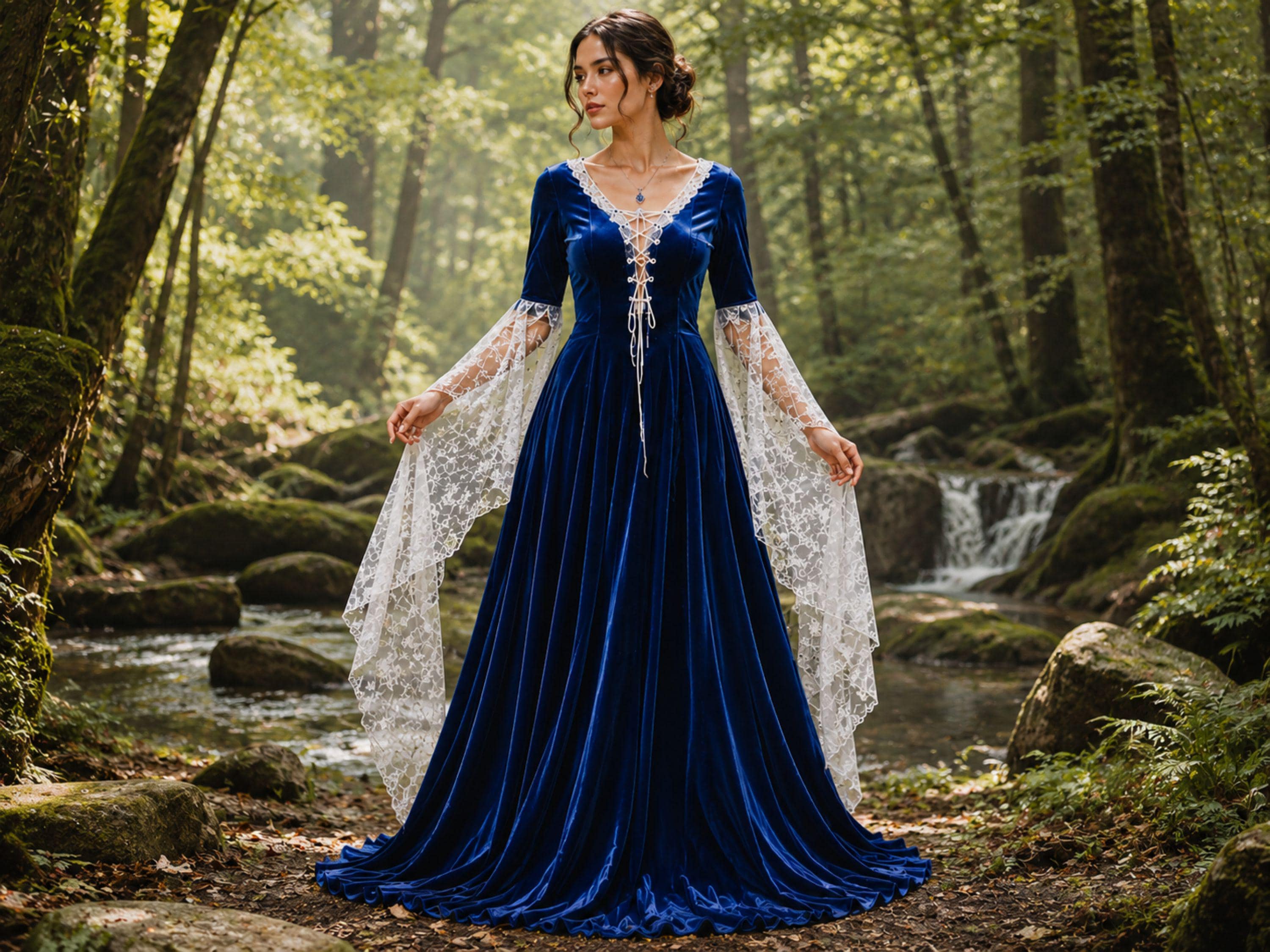 blue elven wedding dress Women's size:Custom