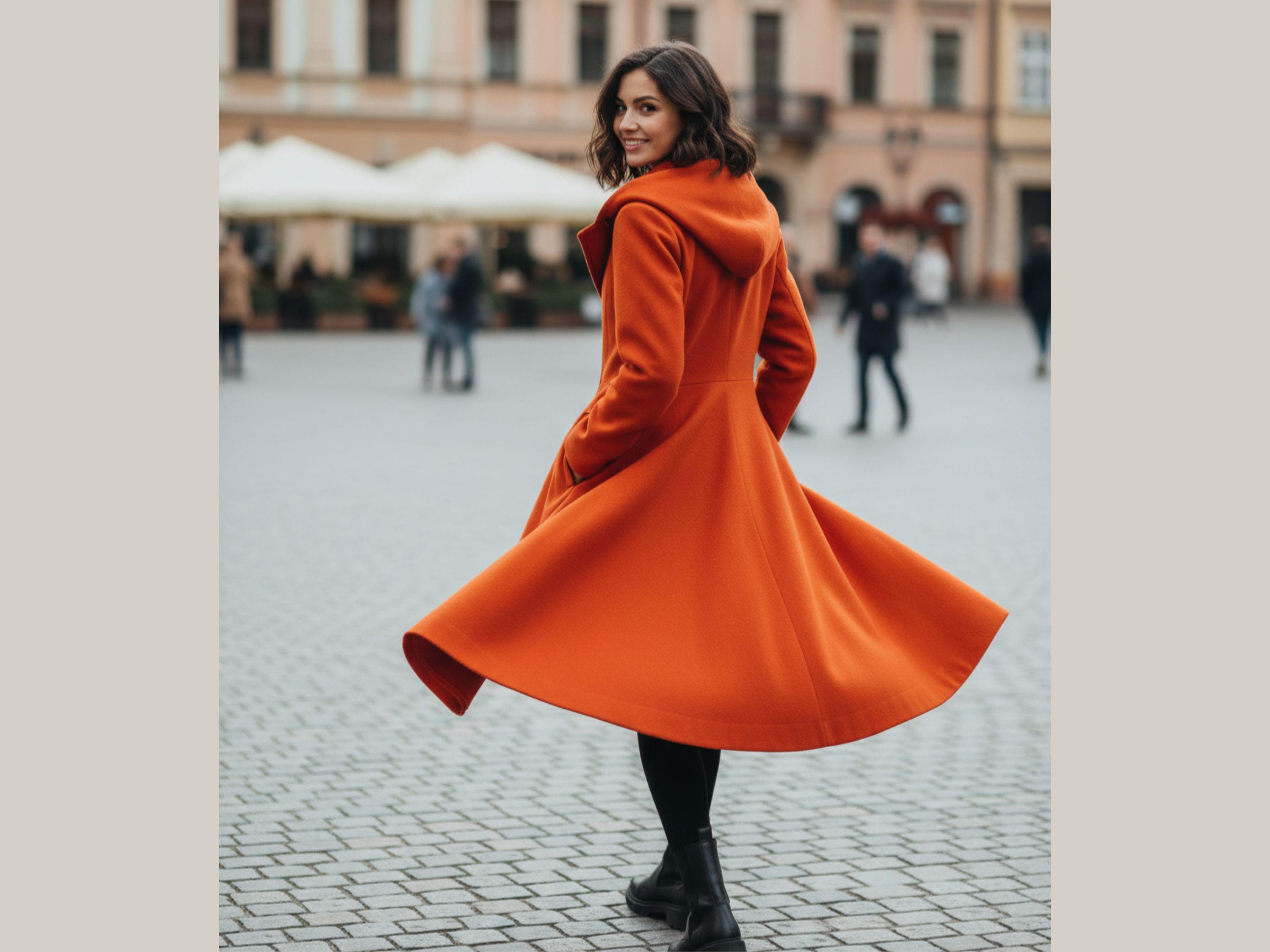 Orange Wool Coat - Etsy