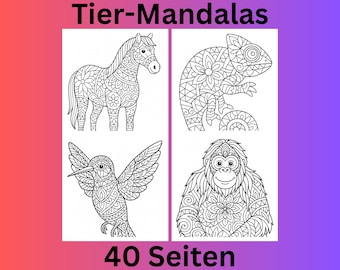 Teil 3: Tier Mandala Malbuch für Kinder | Animal Mandala Coloring Book Kids | 40 Seiten Ausmalspaß | Geschenkidee ab 6 Jahren