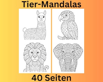 Teil 1: Tier Mandala Malbuch für Kinder | Animal Mandala Coloring Book Kids | 40 Seiten Ausmalspaß | Geschenkidee ab 6 Jahren