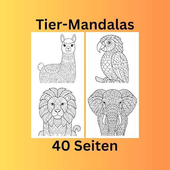 Teil 1: Tier Mandala Malbuch für Kinder | Animal Mandala Coloring Book Kids | 40 Seiten Ausmalspaß | Geschenkidee ab 6 Jahren