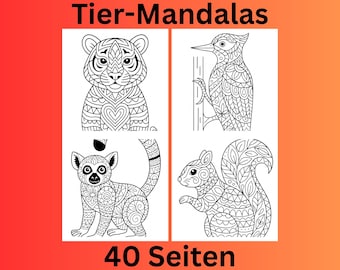 Teil 2: Tier Mandala Malbuch für Kinder | Animal Mandala Coloring Book Kids | 40 Seiten Ausmalspaß | Geschenkidee ab 6 Jahren
