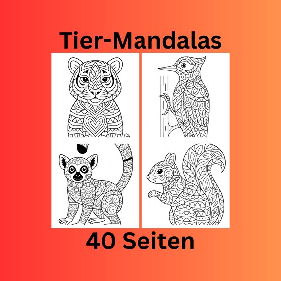 Teil 2: Tier Mandala Malbuch für Kinder | Animal Mandala Coloring Book Kids | 40 Seiten Ausmalspaß | Geschenkidee ab 6 Jahren